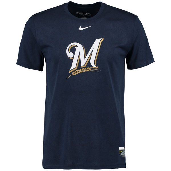MLB Men Milwaukee Brewers Nike Authentic Collection Legend Logo 1.5 Performance TShirt  Navy